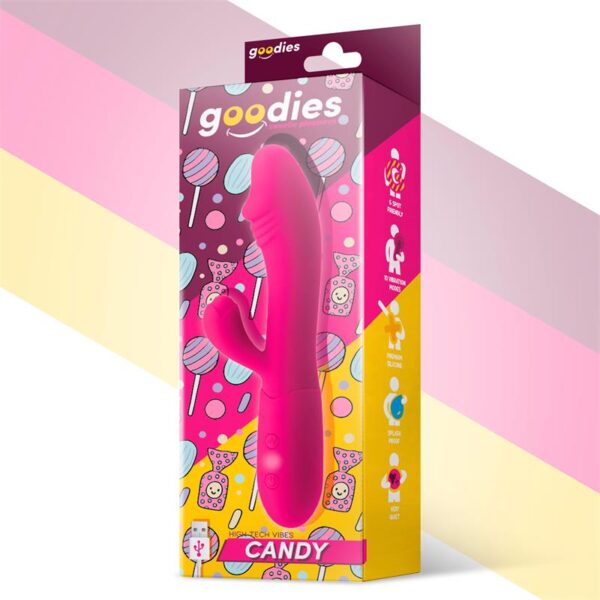 Candy Vibrador con Conejito Punto G USB Silicona Fucshia - Imagen 2