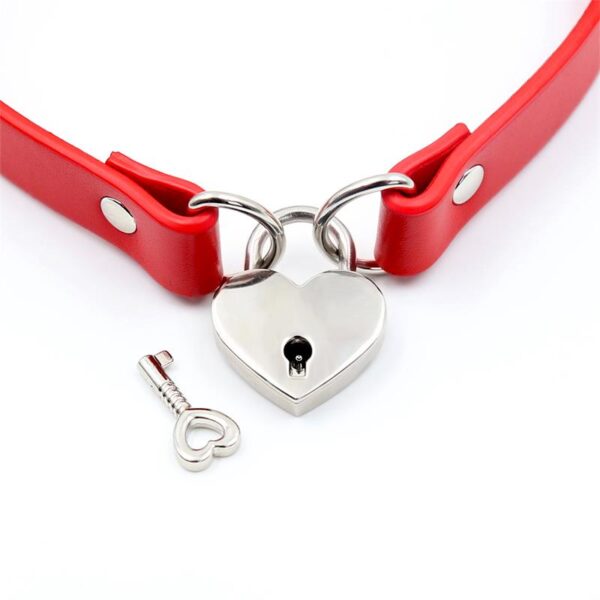 Collar con Candado de Corazón Cuero Vegano Talla única - Imagen 2