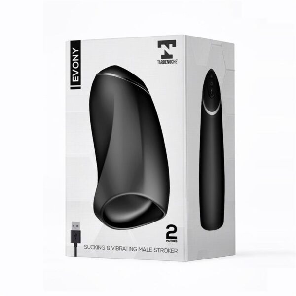 Evony Masturbador Masculino Sexo Oral Succión y Vibración 2 Motores USB Silicona - Imagen 2