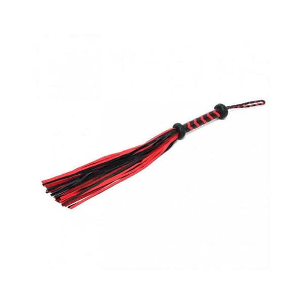 Flogger Trenzado Cuero Negro Rojo - Imagen 3