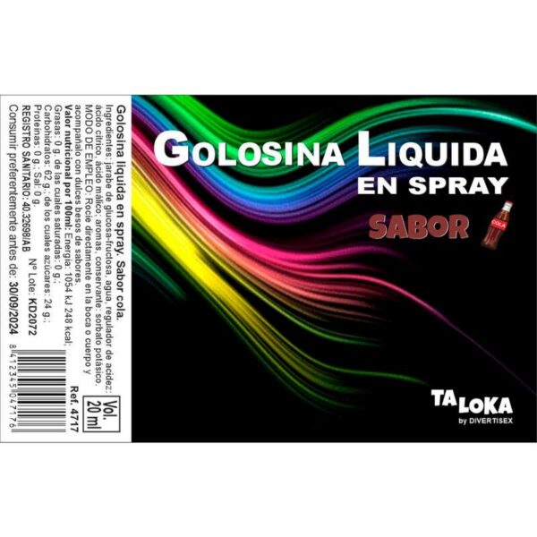 Golosina Lìquida en Spray Sabor Cola 20 ml