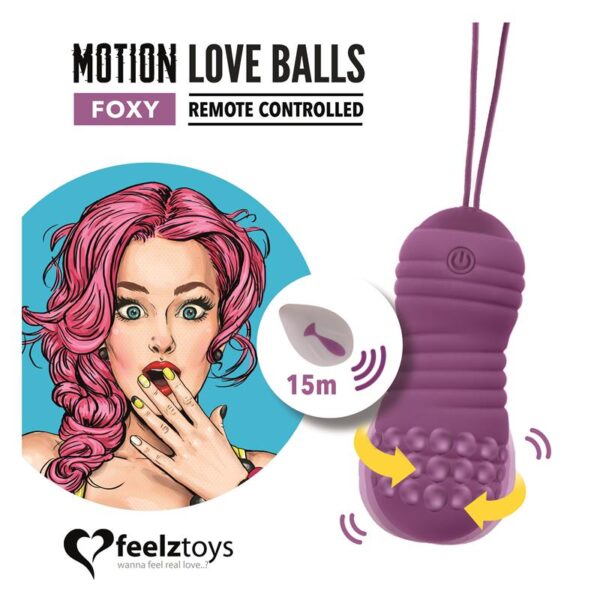 Huevo Vibrador Motion Love Balls con Control Remoto Foxy Púrpura - Imagen 2