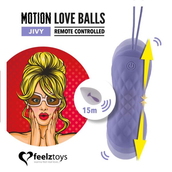 Huevo Vibrador Motion Love Balls con Control Remoto Jivy Prpura - Imagen 2