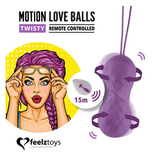 Huevo Vibrador Motion Love Balls con Control Remoto Twisty Púrpura - Imagen 2