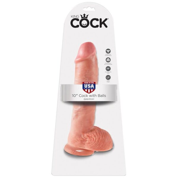 King Cock Pene con Testculos de 10  - Color Natural - Imagen 2