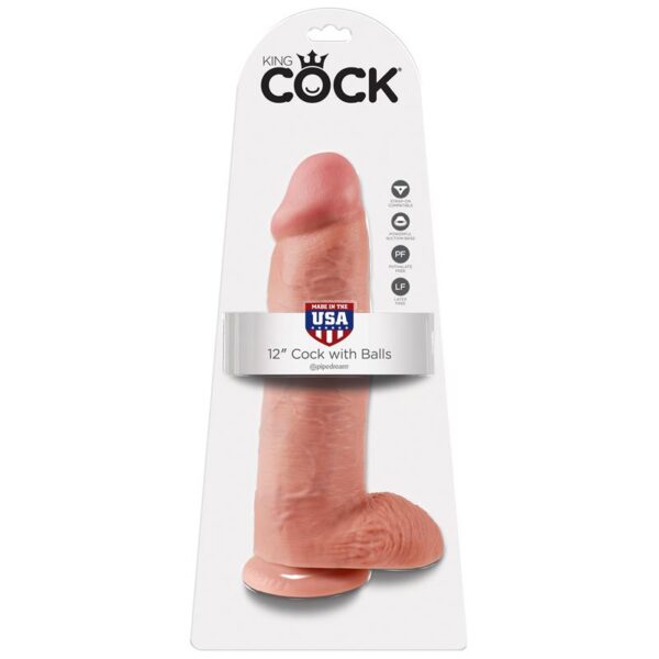 King Cock Pene con Testculos de 12 - Color Natural - Imagen 2