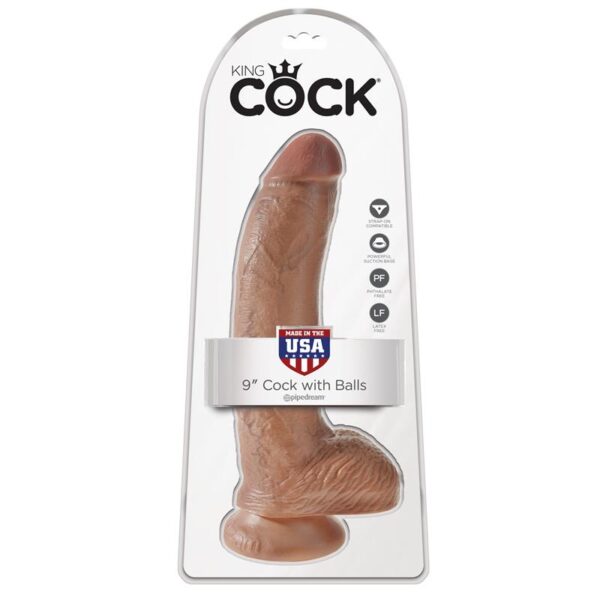 King Cock Pene con Testculos de 9 - Bronceado - Imagen 2