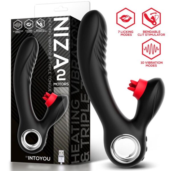 Niza Vibrador con Calor y Triple Lengua Estimuladora de Clìtoris