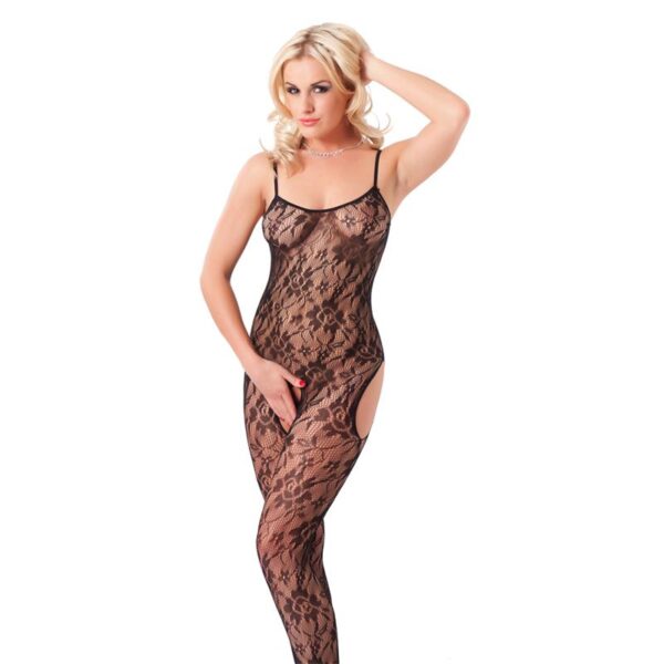 Rimba Amorable Catsuit Abierto con Motivos Florales Color Negro Talla única