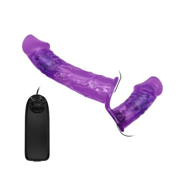 Arnés con Dildo Doble y Vibración Púrpura - Imagen 3