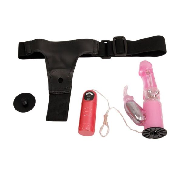 Baile Arnés con Dildo Vibrador Rosa 18 cm - Imagen 5