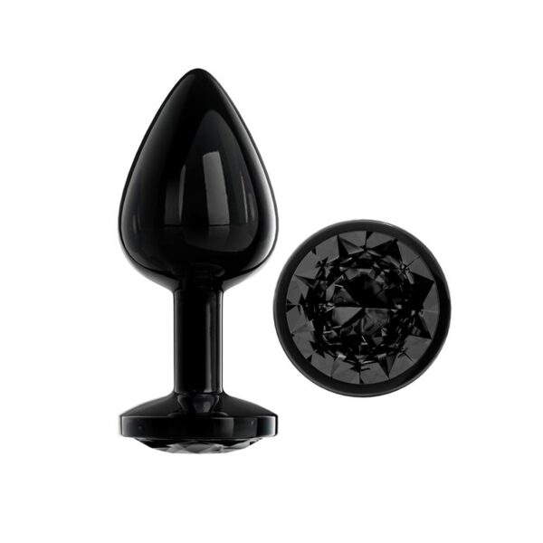 Blackgem Plug Anal Metálico con Joya Color Negro Talla M - Imagen 2