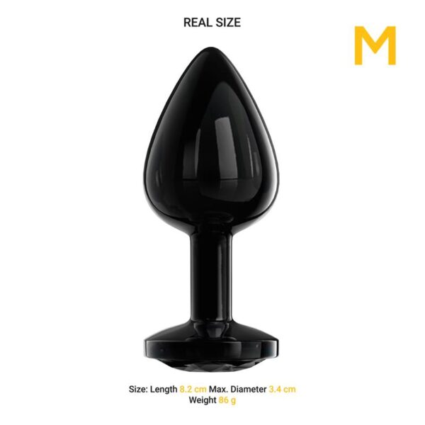 Blackgem Plug Anal Metálico con Joya Color Negro Talla M - Imagen 4