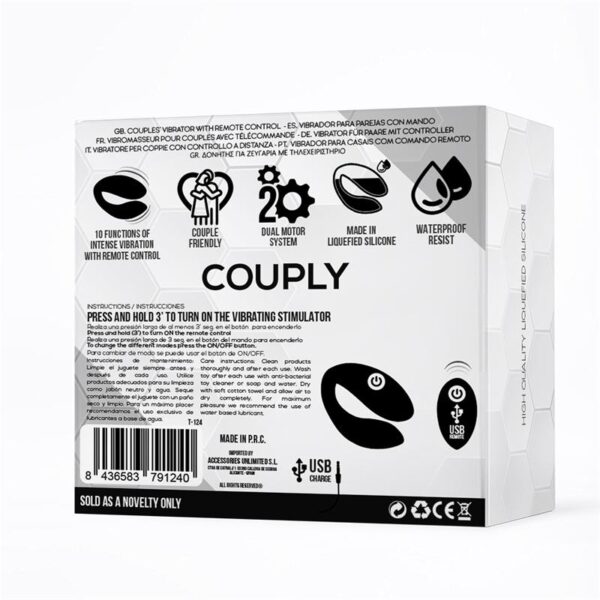 Couply Juguete para Parejas con Control Remoto USB Unibody Silicona Lìquida - Imagen 3