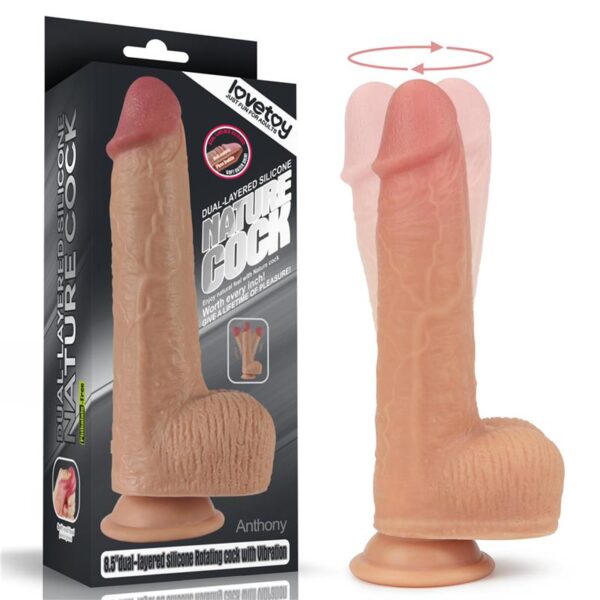 Dildo Nature Cock con Vibracion y Rotación Anthony Natural - Imagen 7