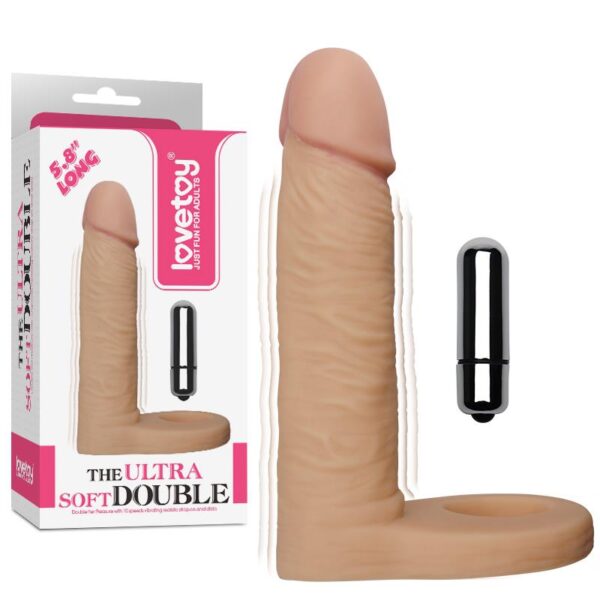 Dildo The Ultra Soft Double con Vibración 5.8 Natural - Imagen 6