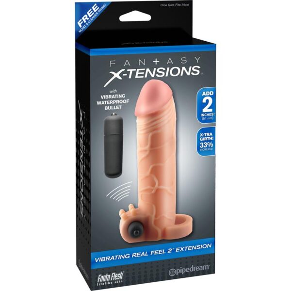 Fantasy X-tensions Vibrador Real Feel de 5,1 cm con Extensin - Color Natural - Imagen 4