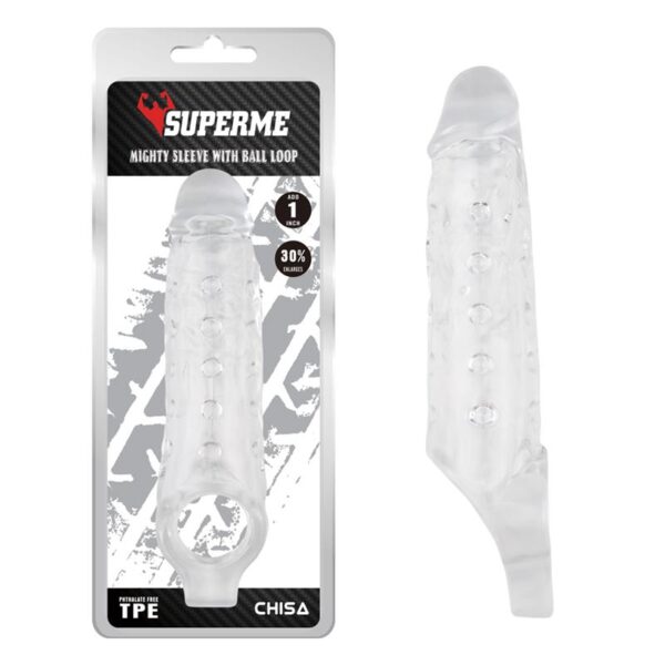 Funda para el Pene con Sujeción para Testìculos Mighty Transparente