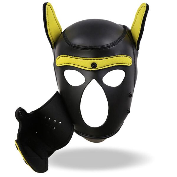 Hound Máscara de Perro Neopreno Hocico Extraìble Negro/Amarillo Talla única - Imagen 5