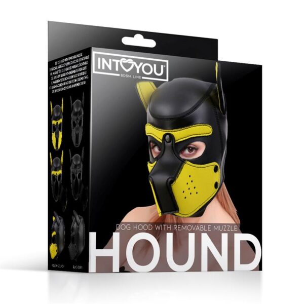 Hound Máscara de Perro Neopreno Hocico Extraìble Negro/Amarillo Talla única - Imagen 6