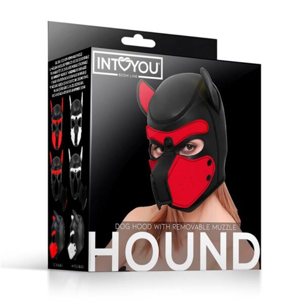 Hound Mscara de Perro Neopreno Hocico Extrable Negro/Rojo Talla nica - Imagen 6