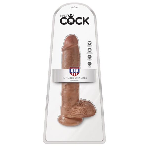 King Cock Pene con Testculos de 10 - Bronceado - Imagen 2