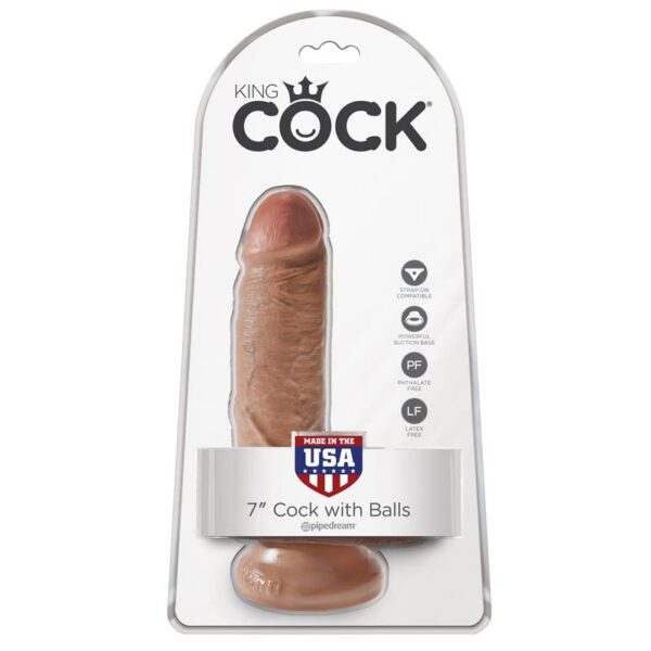 King Cock Pene con Testculos de 7 - Bronceado - Imagen 2