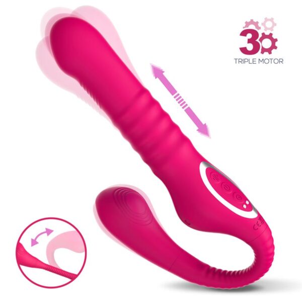 No. TwentyThree Vibrador Doble con Pulsación y Thrusting Flexible 180∫ - Imagen 2