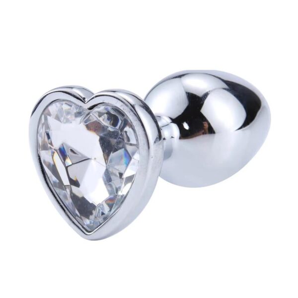 Plug Anal con Joya de Corazón Blanco Talla L - Imagen 5