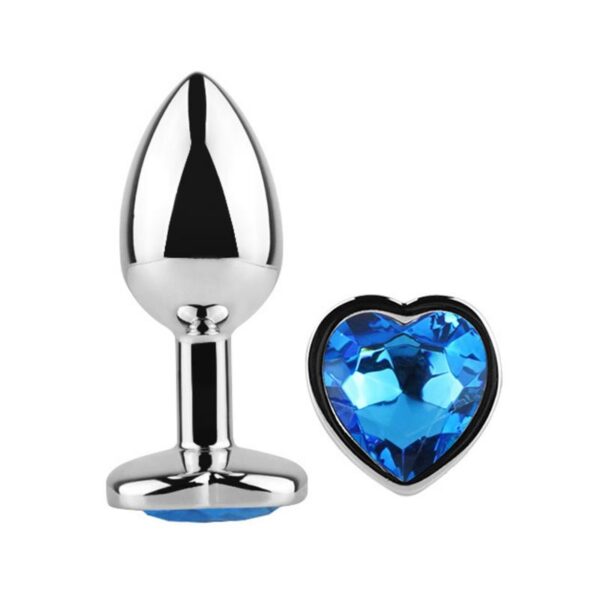 Plug Anal con Joya de Corazón Blue Sapphire Talla L - Imagen 3