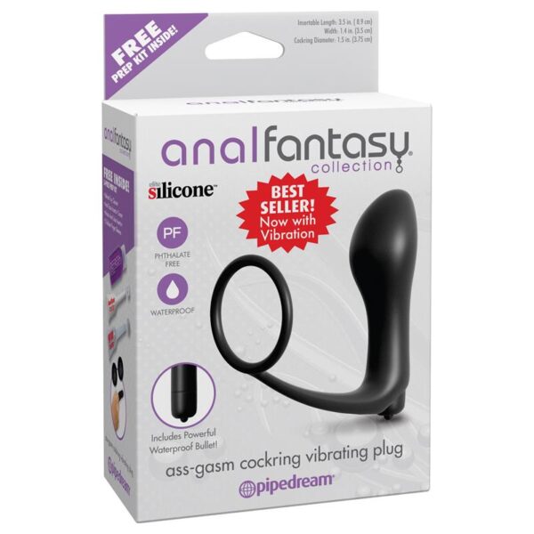 Plug Vibrador con Anillo Pene - Color Negro - Imagen 4