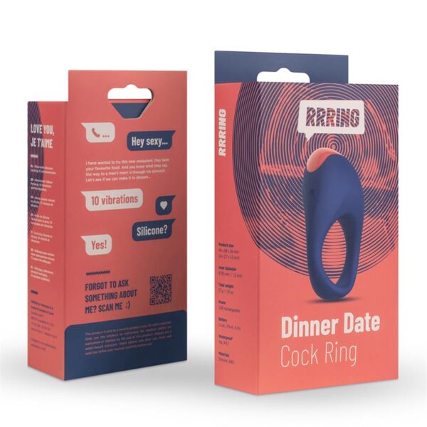 Rring Dinner Date Anillo para el Pene con Vibración USB Silicona - Imagen 7