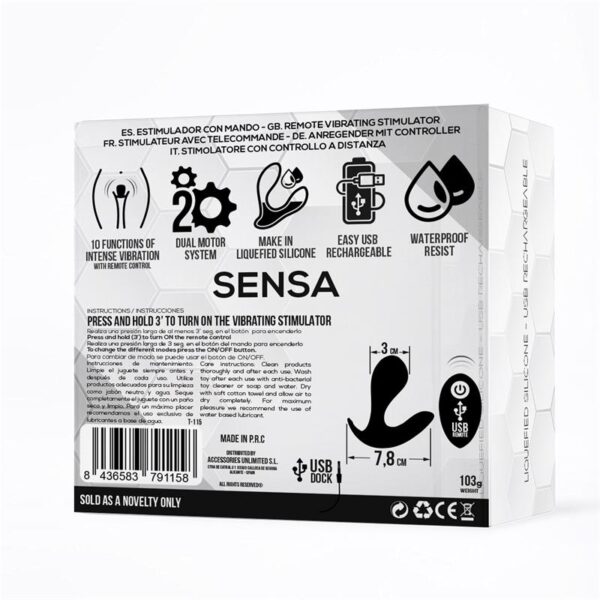 Sensa Estimulador Control Remoto USB SIlicona Lìquida Negro - Imagen 3