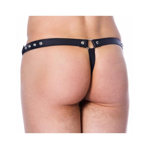 Tanga de Cuero Ajustable Color NEgro - Imagen 2