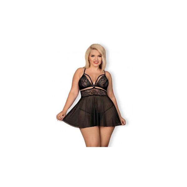 Set Babydoll y Tanga Negro - Imagen 5