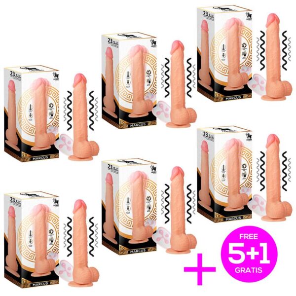 Pack 5+1 Marcus 3.0 Dildo Vibrador Realista Control Remoto Silicona Lìquida