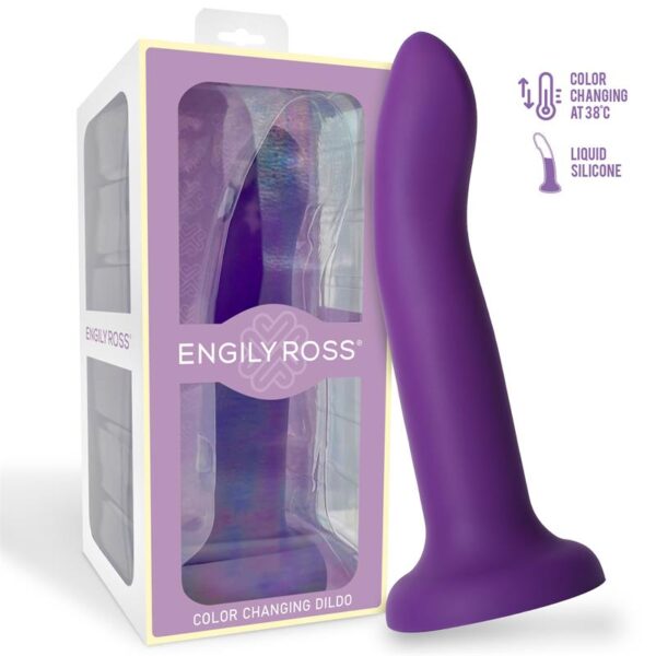 Dildo que Cambia de Color Púpura a Rosa Talla L 21 cm