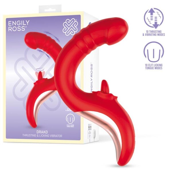 Drako Vibrador con Thrusting y Lengua Oscilante 360∫