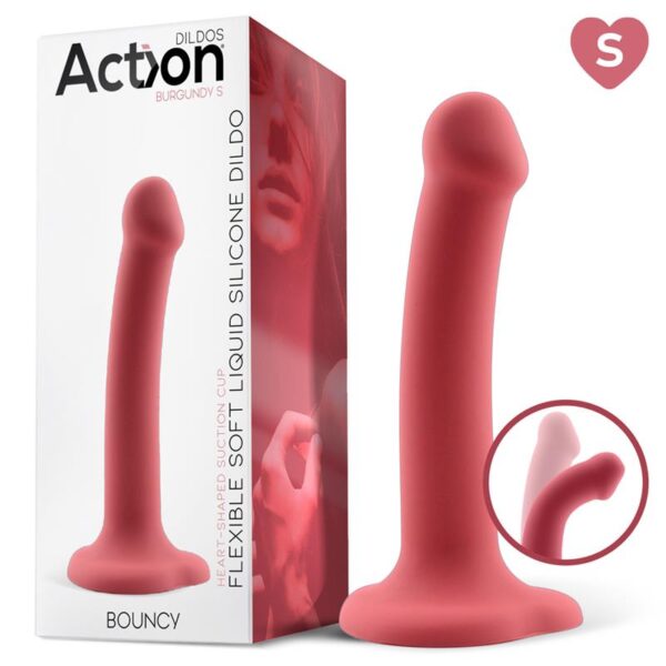 Bouncy Dildo Silicona Lìquida Hiper Flexible 6.5 - 16.5 cm Talla S Burgundy