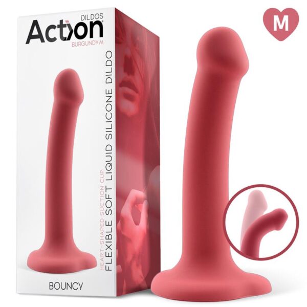 Bouncy Dildo Silicona Lìquida Hiper Flexible 7 - 18 cm Talla M Burgundy