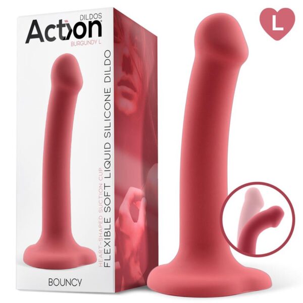 Bouncy Dildo Silicona Lìquida Hiper Flexible 7.5 - 19 cm Talla L Burgundy