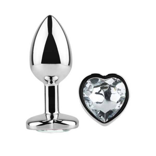 Plug Anal con Joya de Corazón Blanco Talla L - Imagen 3