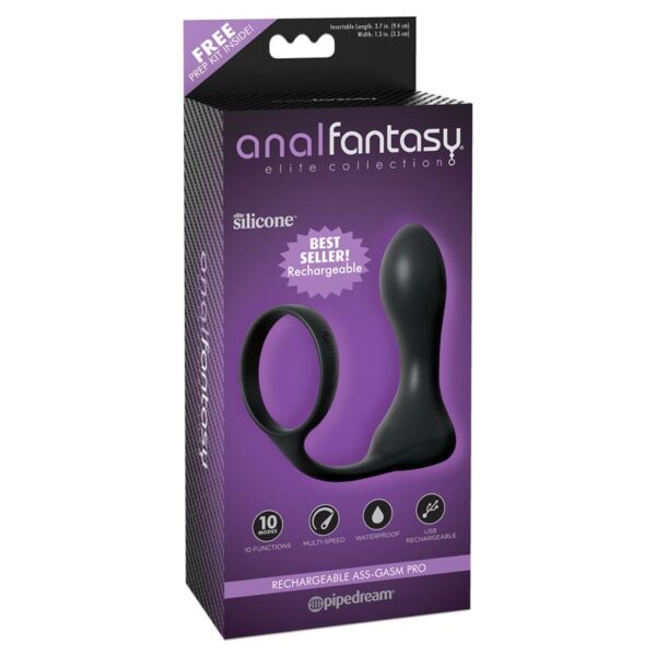 Anillo y Plug Anal Rechargeable Negro - Imagen 2