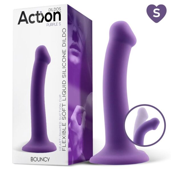 Bouncy Dildo Silicona Lìquida Hiper Flexible 6.5 - 16.5 cm Talla S Púrpura