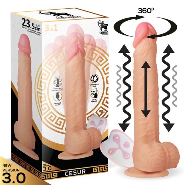 Cesur 3.0 Dildo Realista Vibración, Movimiento Ondulante, 360∫ y Telescópico Control Remoto USB