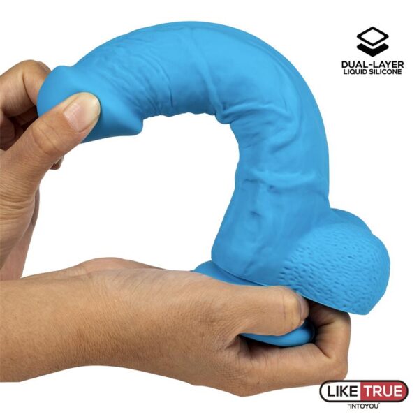 Dildo Realista Silicona Lìquida Dual Layer 8 Azul - Imagen 5