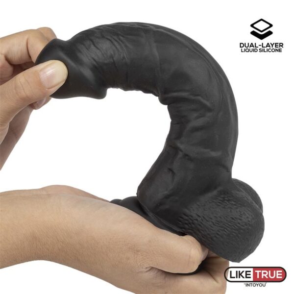 Dildo Realista Silicona Lìquida Dual Layer 8 Negra - Imagen 5