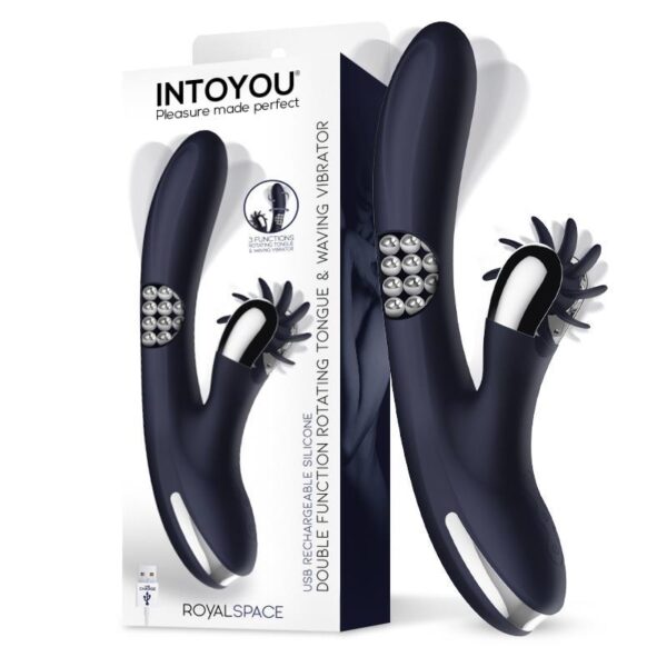 Royalspace Vibrador con Lenguas Estimuladoras y Bolas Internas 360∫ Azul