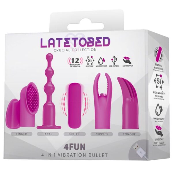 4Fun Bala Vibrador y 4 Fundas USB Impermeable Silicona - Imagen 2