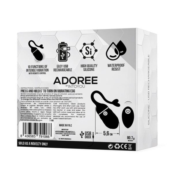 Adoree Huevo Vibrador USB Control Remoto USB Silicona - Imagen 6